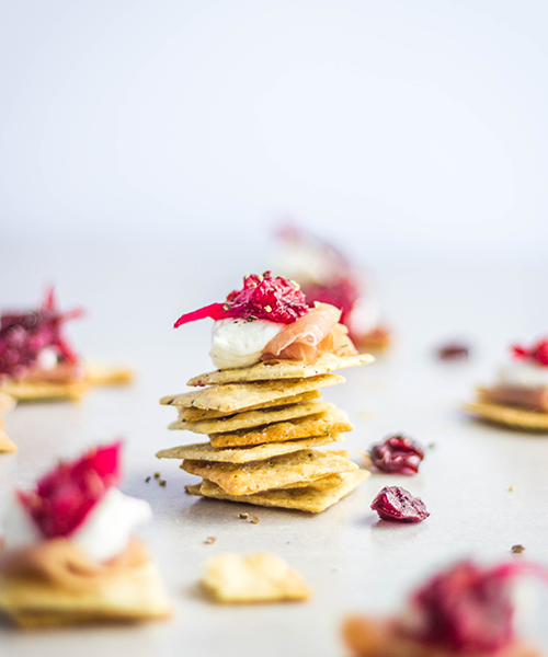 Cranberry Goat Cheese Prosciutto Bites made with Almond Flour Crackers Recipe