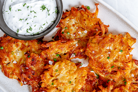 Grain-free Latkes with Lemon Dill Sour Cream made with Grain-free Latkes with Lemon Dill Sour Cream Recipe