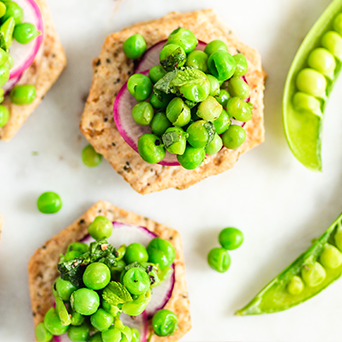 Spring Pea, Mint & Radish Cracker Bites made with Original Sprouted Seed Crackers Recipe