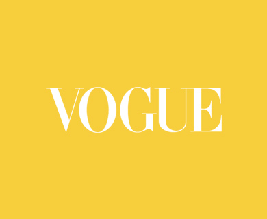 Vogue Logo with white writing on yellow background 