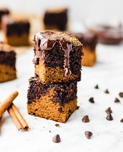 Pumpkin Chai Chocolate Swirl Brownies made with Almond Flour Chocolate Muffin & Cake Mix Recipe