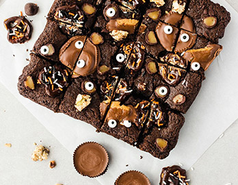 Leftover Halloween Candy Brownie Bars  made with Almond Flour Baking Mix Chocolate Muffin & Cake Recipe