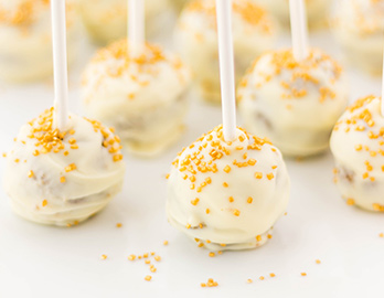 Golden Glamour Cake Pops made with Almond Flour Baking Mix Vanilla Cupcake and Cake Recipe