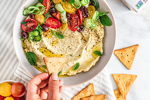 Greek Dip made with Mediterranean Herb Veggie Pita Crackers Recipe