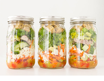 Mason Jar Salads with Grain-free Croutons made with Almond Flour Baking Mix Artisan Bread Recipe