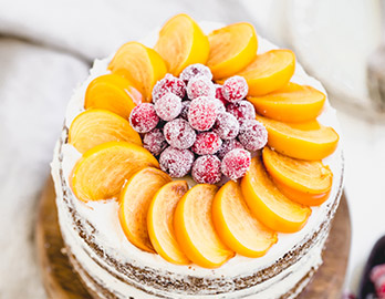 Vanilla Naked Cake with Persimmons & Cranberries made with Almond Flour Baking Mix Vanilla Cupcake and Cake Recipe