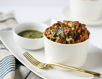 Savory Chicken Pesto Casserole made with Almond Flour Baking Mix Artisan Bread Recipe