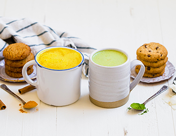 Superfood Lattes and Soft Baked Cookies served with Soft Baked Almond Flour Cookies Recipe