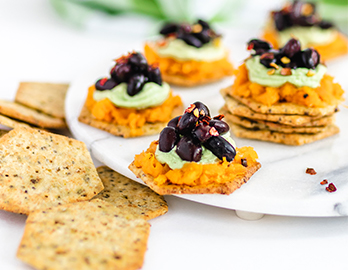 Sweet Potato, Black Bean & Avocado Cracker Bites made with Sprouted Seed Crackers Jalapeno Recipe