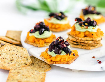 Sweet Potato, Black Bean & Avocado Cracker Bites made with Sprouted Seed Crackers Jalapeno Recipe