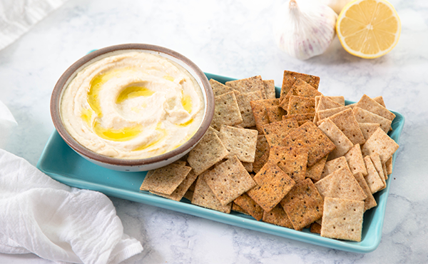 White Bean Dip made with Almond Flour Crackers Recipe