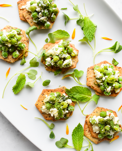 Mint and Feta Green Bites made with Sprouted Seed Crackers Original Recipe