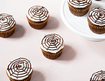 Spider Web Pumpkin Cupcakes made with Almond Flour Baking Mix Pumpkin Muffin and Bread Recipe