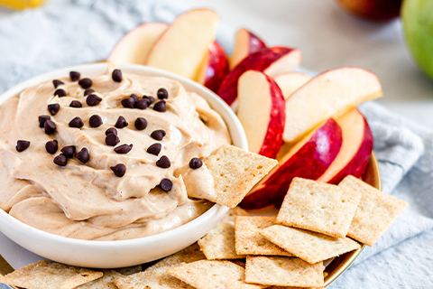 Peanut Butter Fluff Dip served with Fine Ground Sea Salt Almond Flour Crackers Recipe