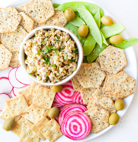 Reishi Mushroom and Green Olive Tapenade made with Sprouted Seed Crackers Original Recipe