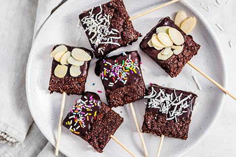 Vegan Brownie Pops made with Almond Flour Baking Mix Brownie Recipe
