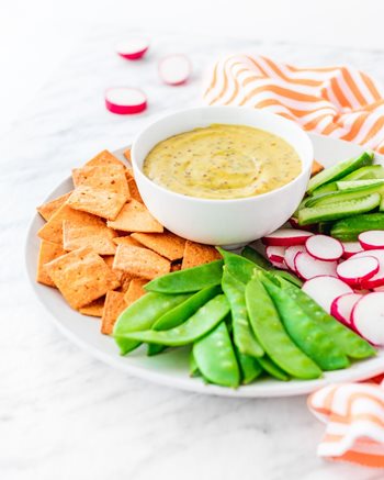 Honey Mustard Dip served with Almond Flour Crackers Farmhouse Cheddar