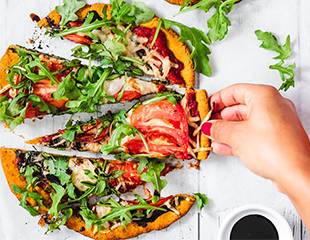 Pizza topped with healthy ingredients