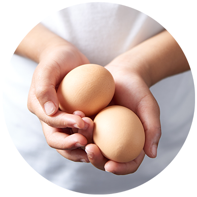 Eggs ingredient being cradled in hands, nothing artificial ever