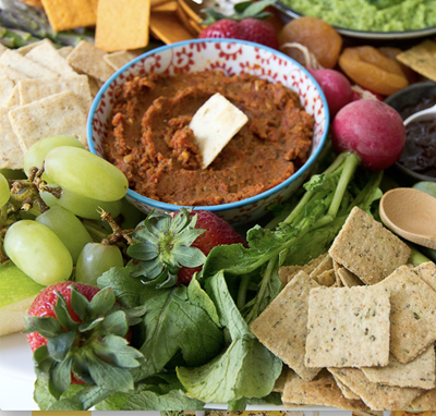 Sun Dried Tomato Pesto served with Almond Flour Crackers