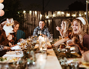 Guests enjoying a holiday party