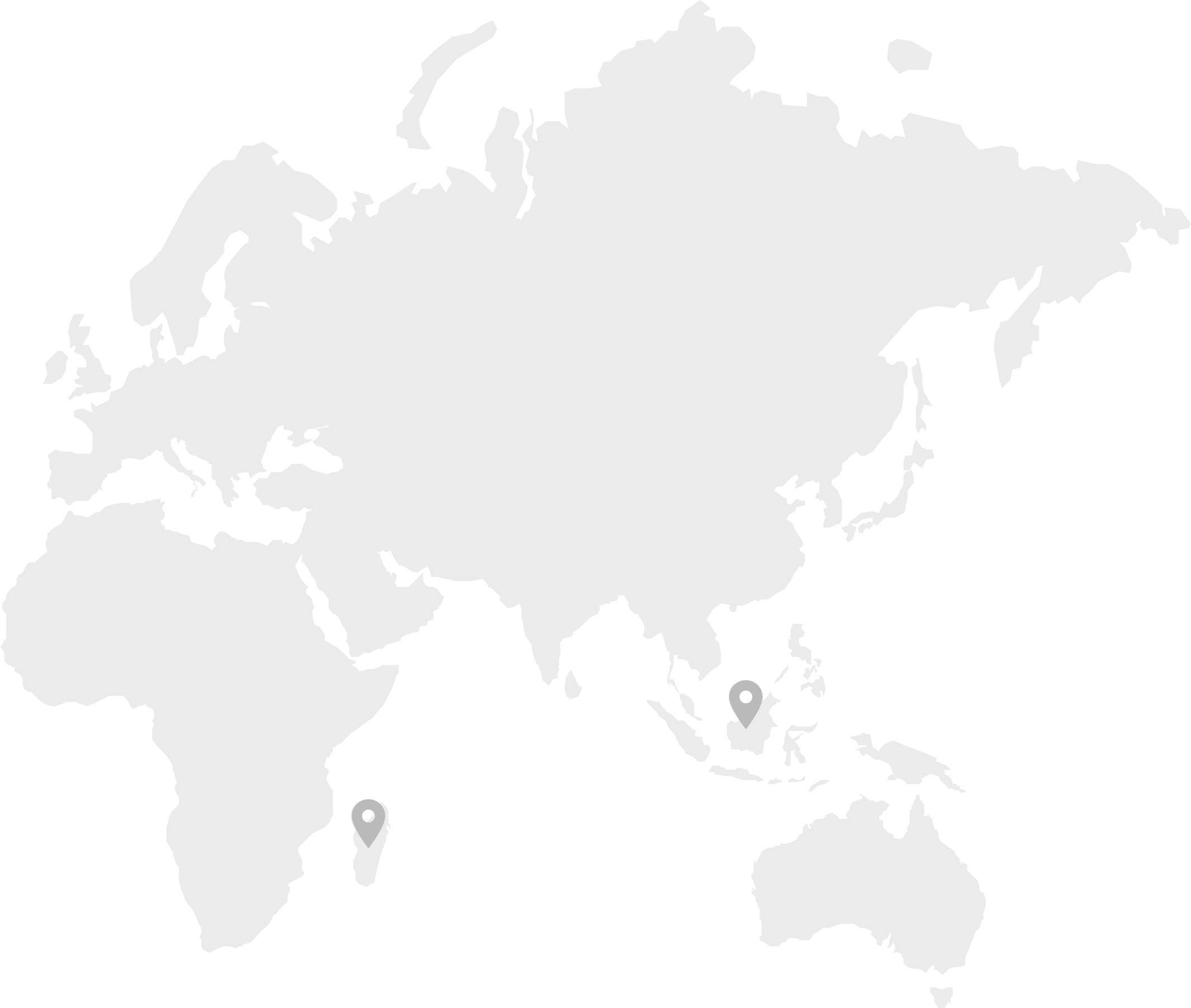 Map showing pin drops in Madagascar and Indonesia where Vanilla Extract is produced 