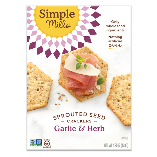 Simple Mills Sprouted Seed Crackers Garlic & Herb