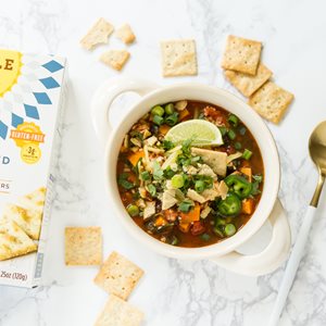 Simple Bean-Free Chilli with Almond Flour Crackers is a healthy recipe for dinner on Wednesday