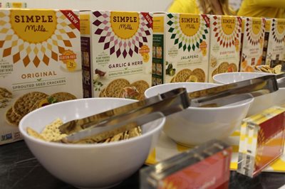 Simple Mills Sprouted Seed Crackers are made with sprouted sunflower seeds and flax seeds