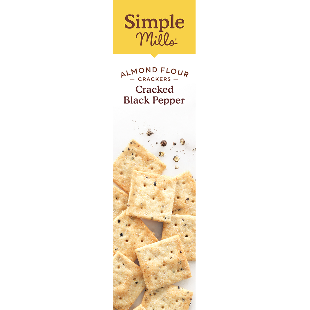 Almond Flour Crackers Cracked Black Pepper, box side panel 