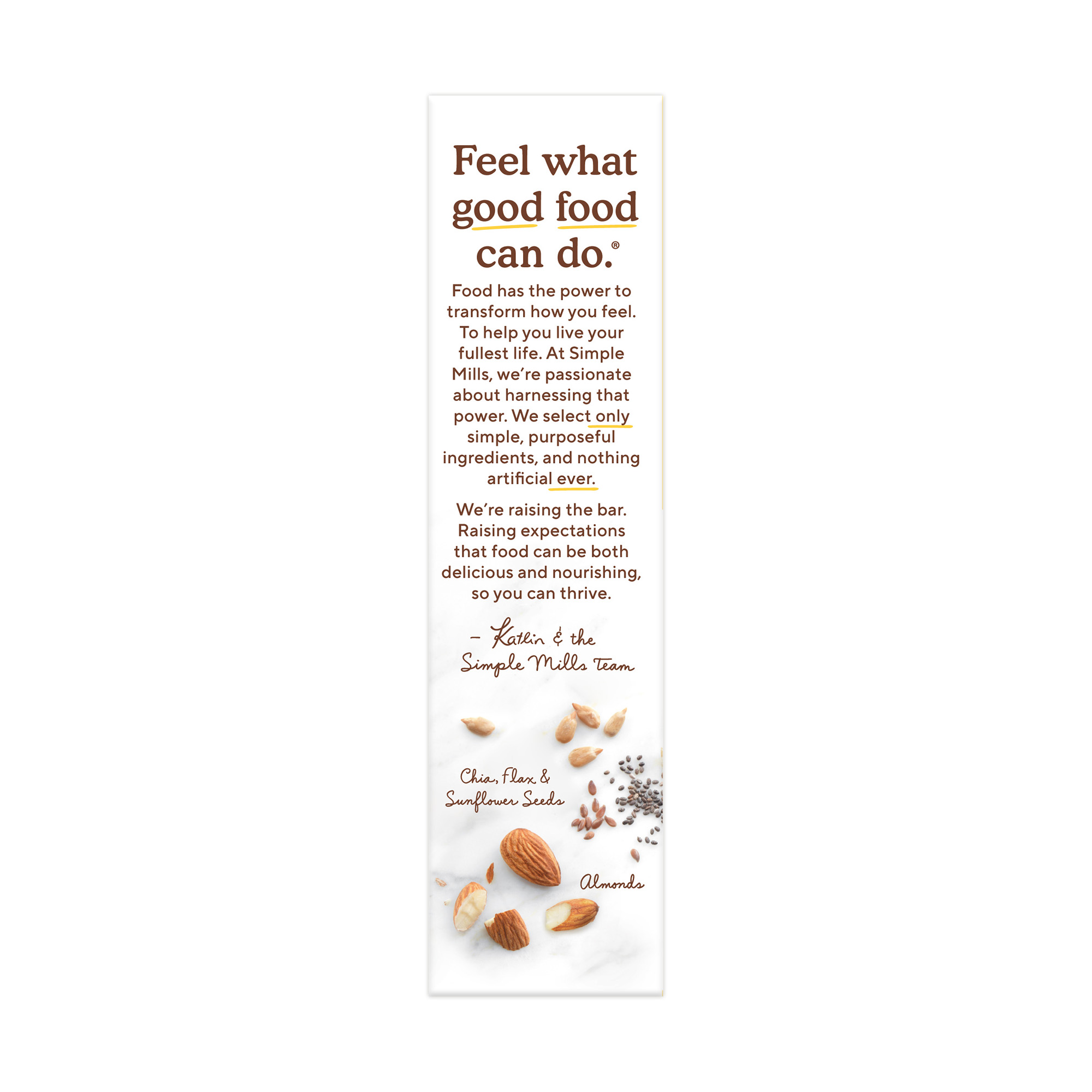 Soft Baked Almond Flour Bars Dark Chocolate Almond Nutrition facts and ingredients. Box side panel