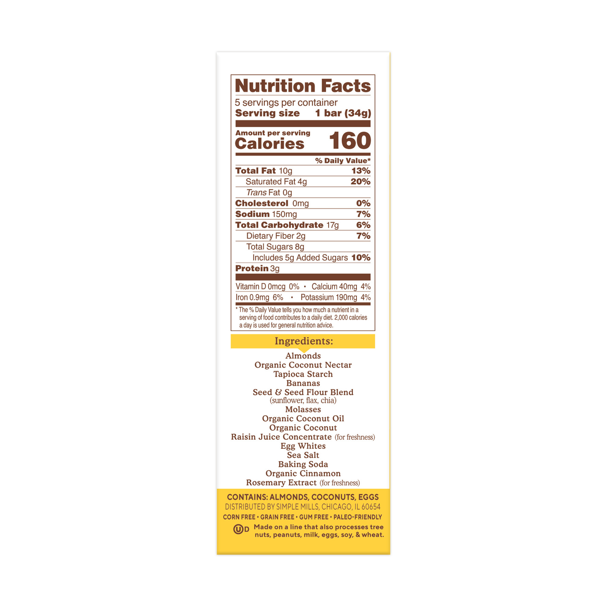 Soft Baked Almond Flour Bars Nutty Banana Bread Box side panel