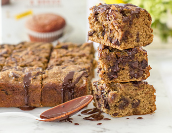 Caramelized Banana Chocolate Chip Blondies made with Almond Flour Baking Mix Banana Muffin & Bread Mix Recipe