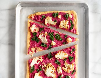Cauliflower Beet and Kale Pizza made with Almond Flour Baking Mix Artisan Bread Recipe