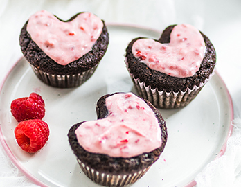 Chocolate Raspberry Heart Cupcakes made with Chocolate Muffin & Cake Mix Recipe