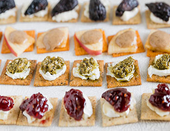 Four Quick and Easy Cracker Appetizers served with Almond Flour Crackers Recipe