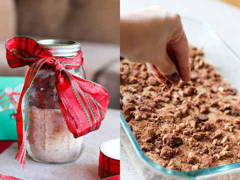 Cinnamon Raisin Pecan Coffee Cake made from Simple Mills vanilla cake mix